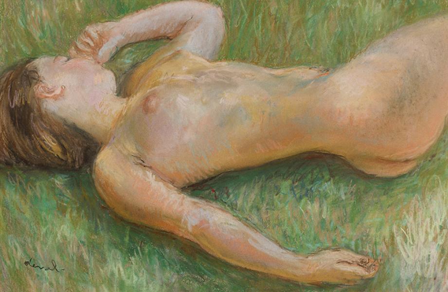 Nu couché dans l'herbe