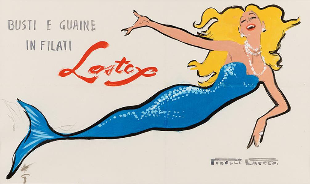 Etincelante sirène. Projet pour Pirelli Lastex.