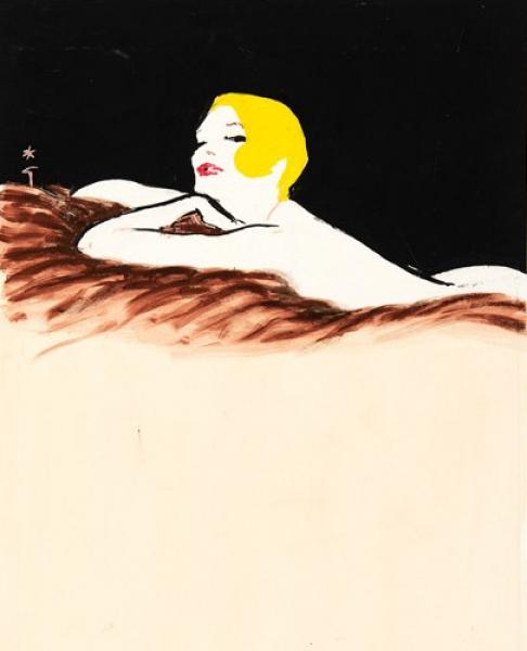 Femme allongée sur le ventre, cheveux blonds